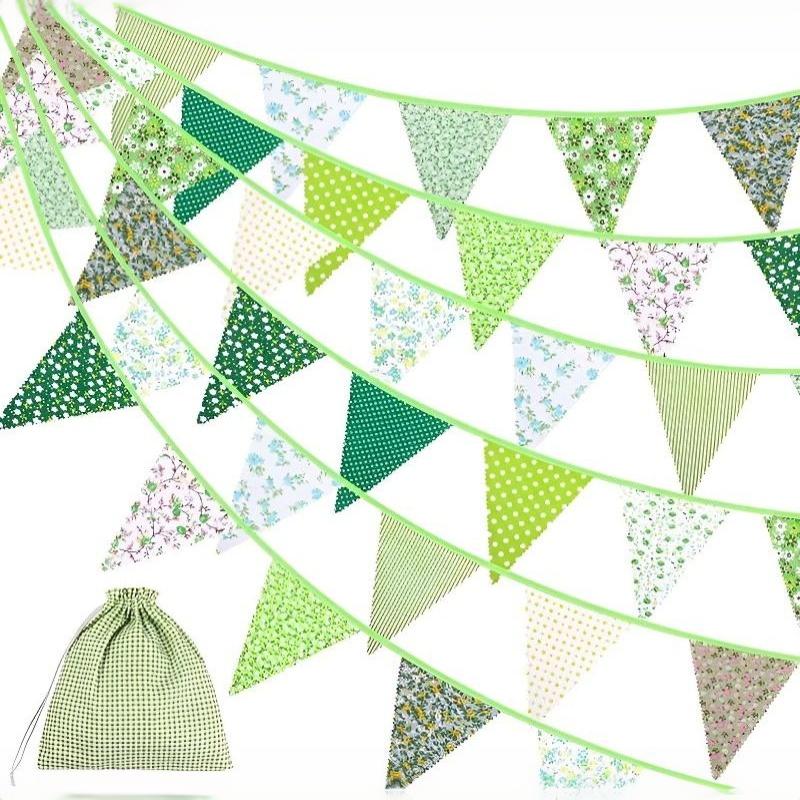 Triangle Bunting Flags 12M/40Ft Reusable Easy to Hang Banner for Wedding Birthday Bachelorette Party Decor