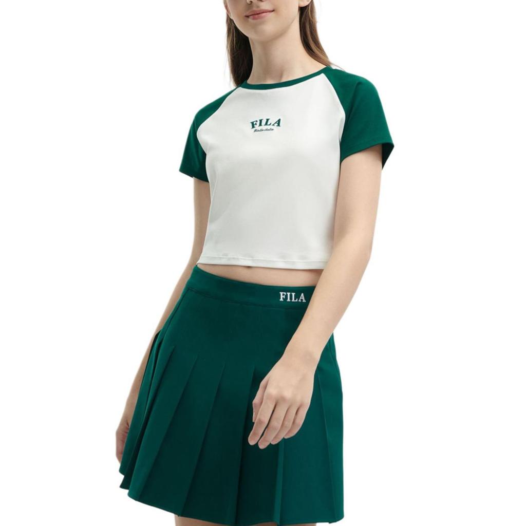 FILA Comfortable Casual Round Neck Short Sleeve Raglan T-Shirt Women Tops Cloud-Mushroom-White F51W429101F-WT