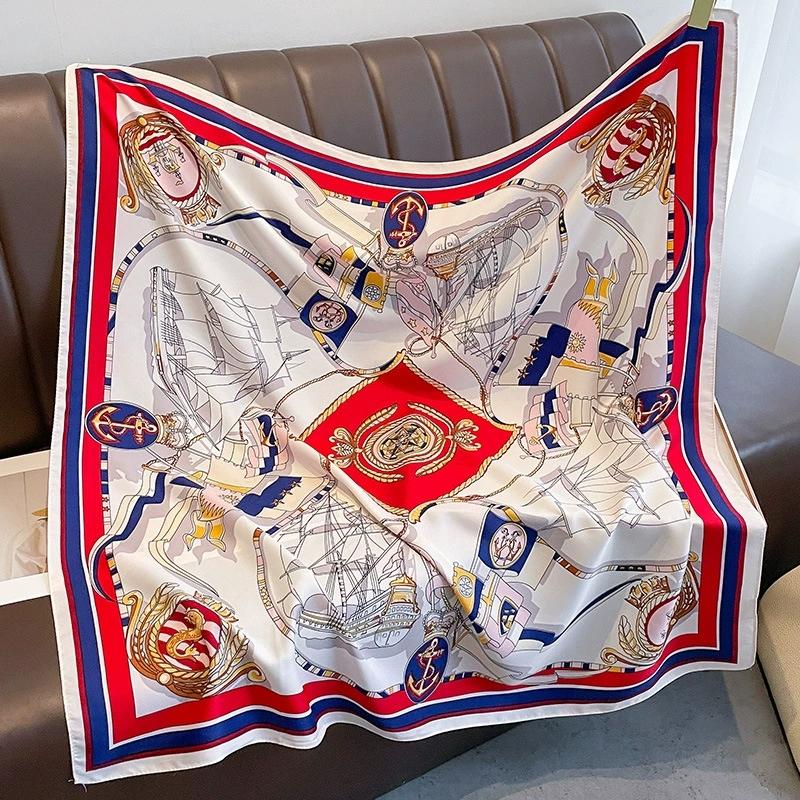 

Summer Simulated Silk 90CM Square Scarves Head Echarpe Silk Foulards Femme Wraps Beach Shawls Bandana Lady Hijabs 90x90cm