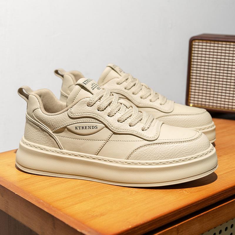 

Мужская обувь весна универсальная высококлассная мягкая подошва супер-переключающая кожаная обувь для скейтборда мужская спортивная и повседневная увеличивающая рост на толстой подошве белая обувь 44