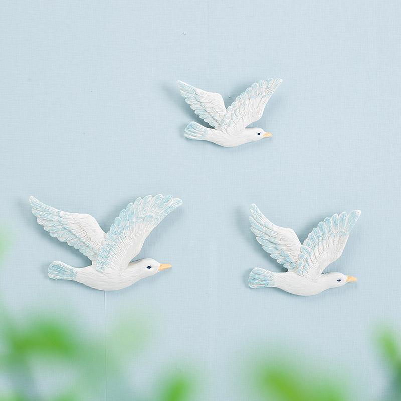 Modern Wall Hanging Seagulls Peace Dove Resin Wall Birds Mural Accessories Club Decor Home Livingroom Wall Sticker Artwork