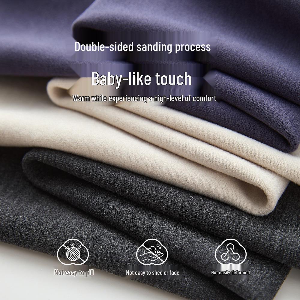 Men's Thick Fleece-Lined Warm Pants: Heat-Generating Acrylic and Cotton Base Layer for Autumn/Winter
