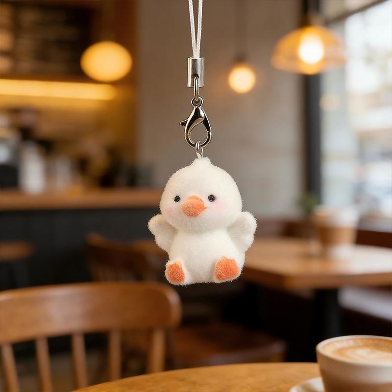 Cute Flocked 3D Resin Bear Keychain Sweet Creative Student Phone Chain Pendant Bag Accessory Phone Strap Gift
