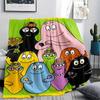 1Pc The Barbapapa Family Print Flannel Blanket, High Quality Comfortable for All Seasons, Home Decor, Warmth and Comfort, Perfect for Christmas Gifts