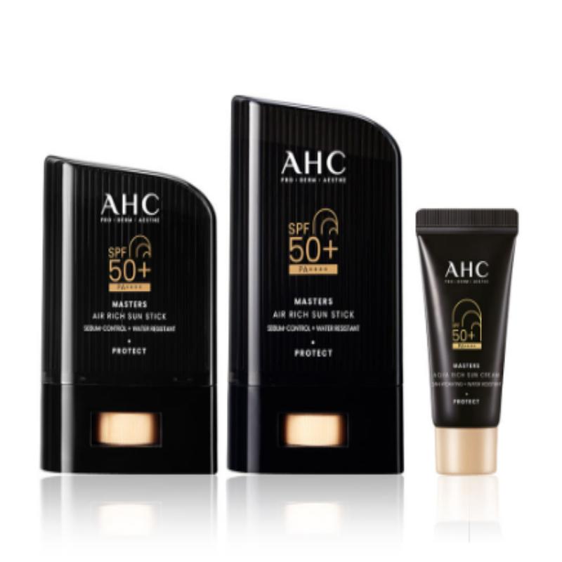 AHC Masters Airy Rich Sun Stick SPF50+ PA++++ 14g + 22g + Sunscreen 10ml Set