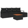 Set Divano da Giardino con Cuscini 6 pz Polyrattan Nero