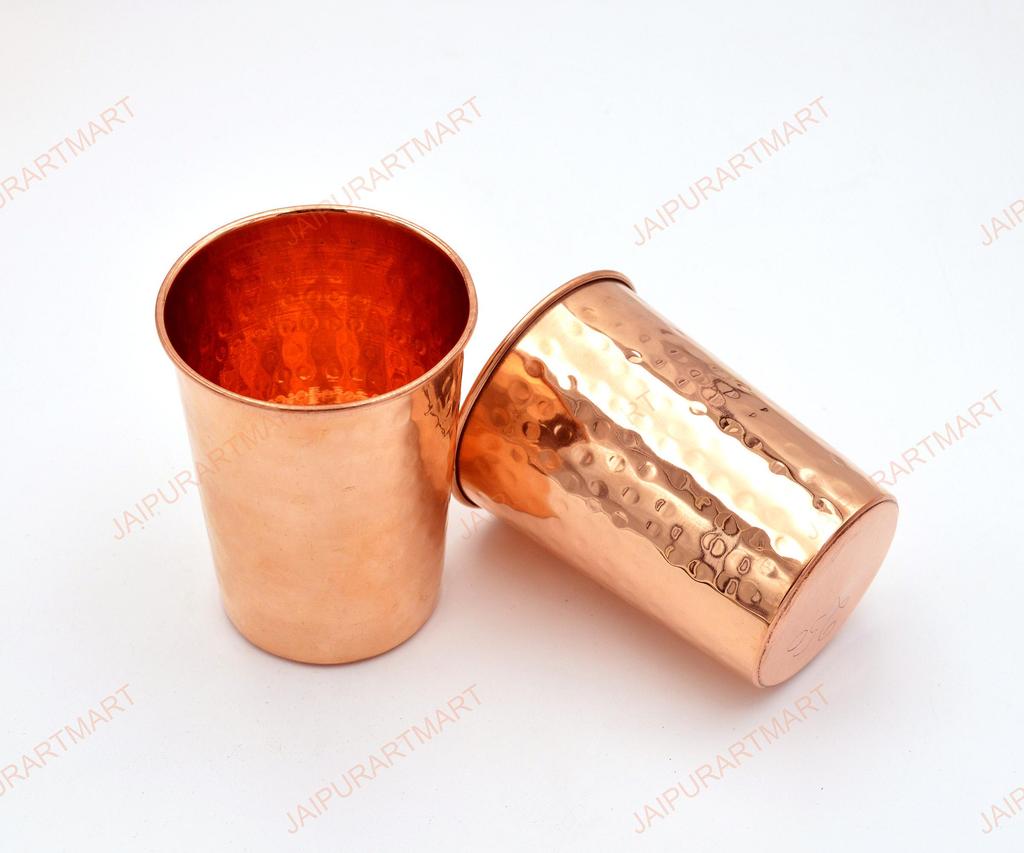 Pure Hammered Copper Glass 250Ml Handmade Copper Cups -Set of 2
