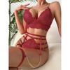 European & American Sexy Women's Lace Mesh Hollow Lingerie Set