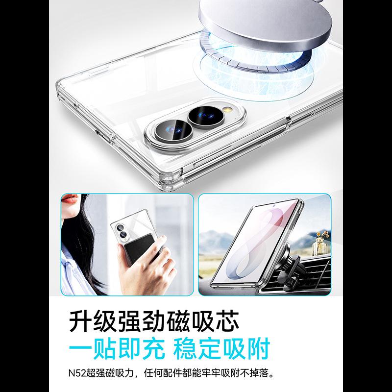 Applicable to Samsung ZFold1 mobile phone case, new zfold1ultra transparent center axis hinge all-inclusive 1 magnetic anti-drop