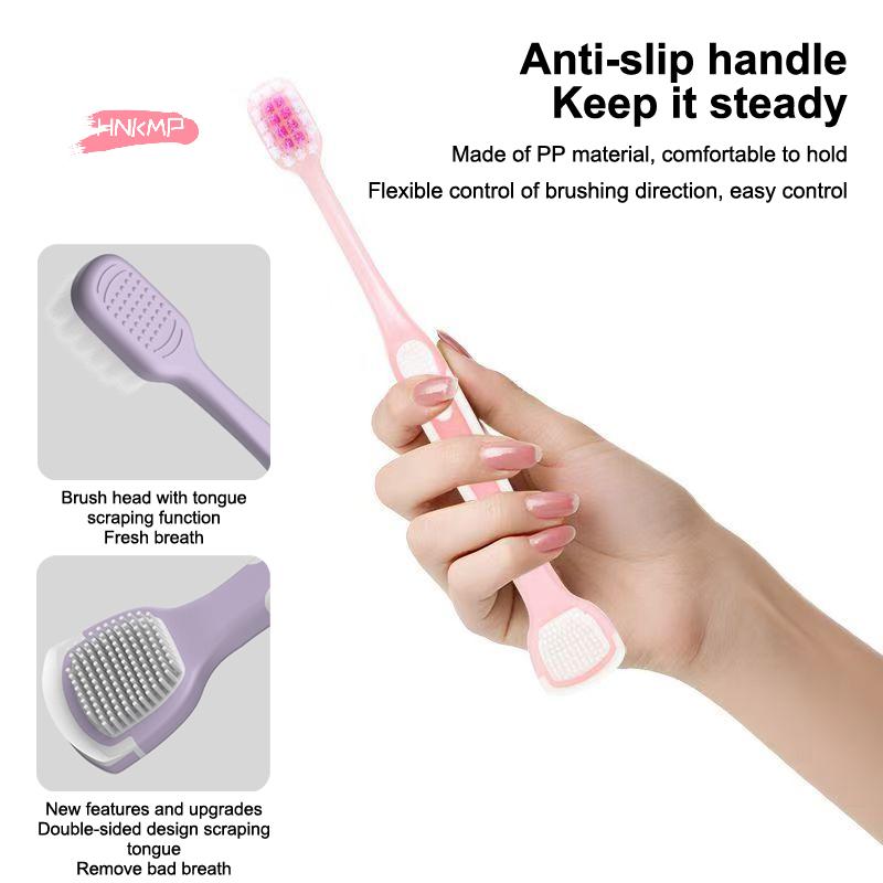 Double Head Toothbrush And Tongue Scraper Set Reusable Oral Cleaning Brush for Fresh Breath Oral Hygiene Care