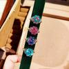 Fashion Light Luxury Octagonal Rose Cut Ring Fashion Inlaid High Carbon Diamond Two-Color Gold Paraiba Blue Diamond Ring Women