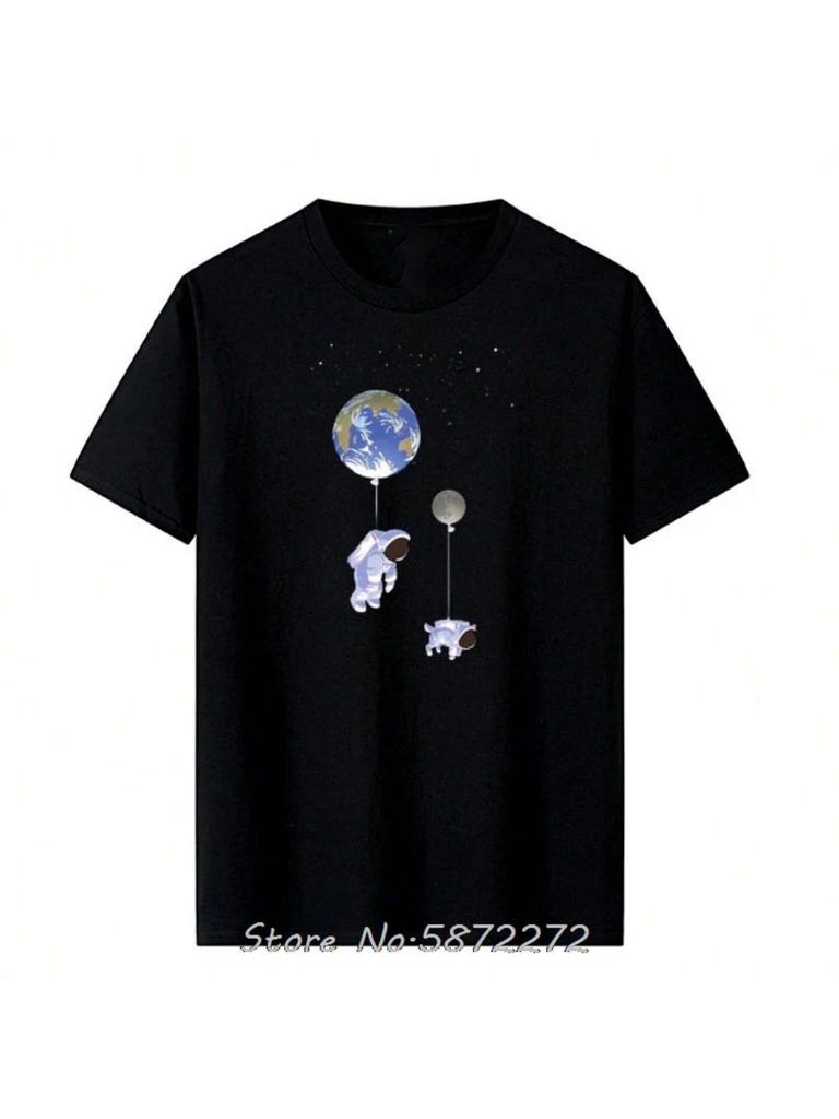 Wandering In Space Astronaut Oversized T-Shirt Cotton T Shirt Unisex Tshirt Fitness Tees Print Tops Clothing Streetwear