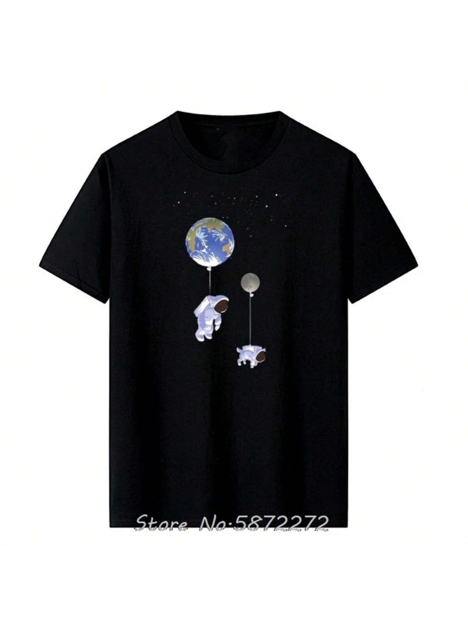 Wandering In Space Astronaut Oversized T-Shirt Cotton T Shirt Unisex Tshirt Fitness Tees Print Tops Clothing Streetwear S разноцветный