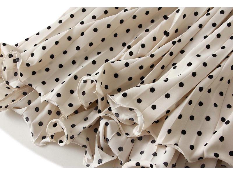 Elegant Polka Dot A-Line Pleated Skirt for Women - 2026 New Style, Casual & Slimming
