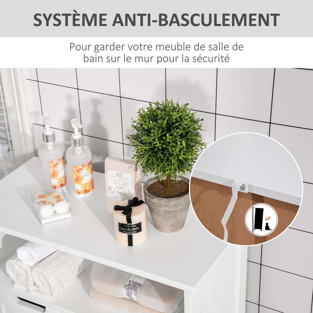 Bathroom Cabinet, Free Standing Bathroom Storage Cabinet with 2 Drawers and Adjustable Shelf, Small Bathroom Storage Unit, White