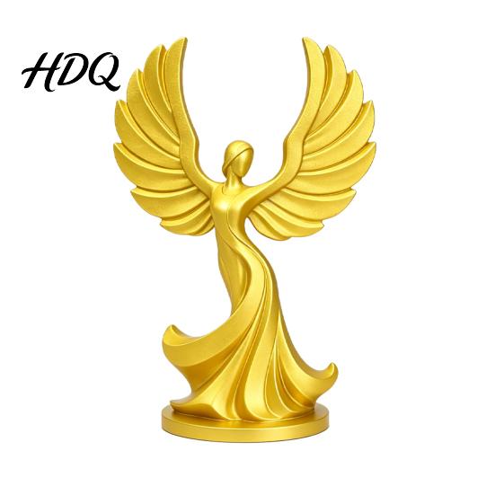 Decorative Angel Sculpture 3D Printed Dancing Figurine Modern Winged Women Statue Collectible