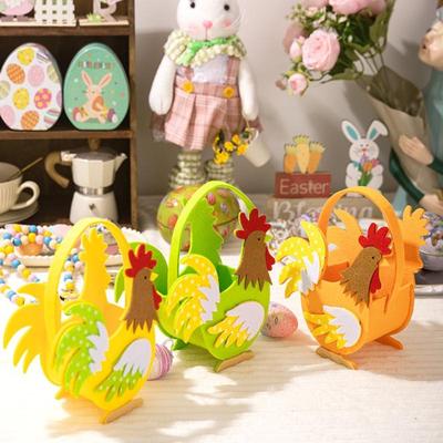 Exquisite Hahn Süßigkeitenbox Schnitt Cartoon Hahn Filz Huhn Korb Tragbar Klein Ostern Aufbewahrungskoffer Kosmetik