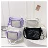 Clear Transparent Nylon Shoulder Bag for Women Fashionable Visible Panel Crossbody Purse Cute School Backpack