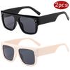 2set Fashion Large Frame Square Sunglasses Brand Designer Rivet Suneyeglass Luxury UV Protection Sunscreen Glasses UV400