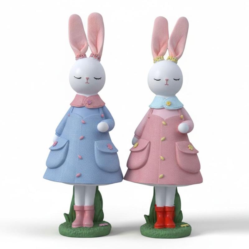 Seasonal Rabbit Sculpture Durable Resin Accessory Seasonal Home Ornament Ideal For Easter Gathering And Display