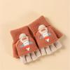Convertible Gloves Winter Half Finger Mittens Stretchy Knit Fingerless Gloves with Soft Cover for Kids Teens Kawaii