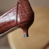 Fashion Women's New Spring and Autumn Vintage Pointy Snake Pattern Genuine Leather Cowhide Mid Heel Large Work Single Shoes