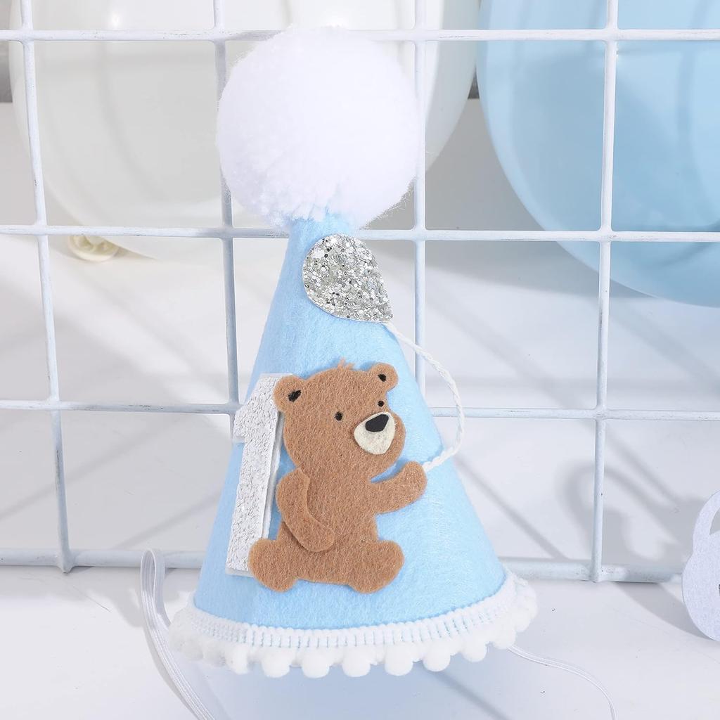 Bear Woodland Adventure Teddy Bear 1st Birthday Hat and Crown for Boys - One Happy Camper First Birthday Decoration