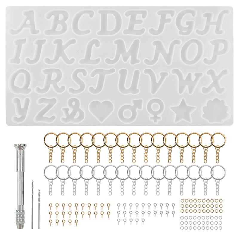 WTEMPO DIY Keychain Tassel Pendents Making Molds English-letter-Shaped Resin Molds Epoxy Molds for Beginners & Adults Handicrafts Making Mold Set