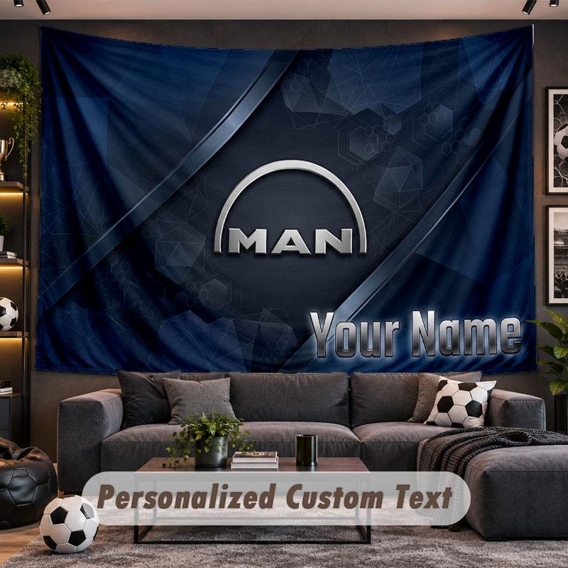 Wall Hanging Tapestry Custom NameMAN Truck Pattern Personalized Printed Fabric Wall Decor