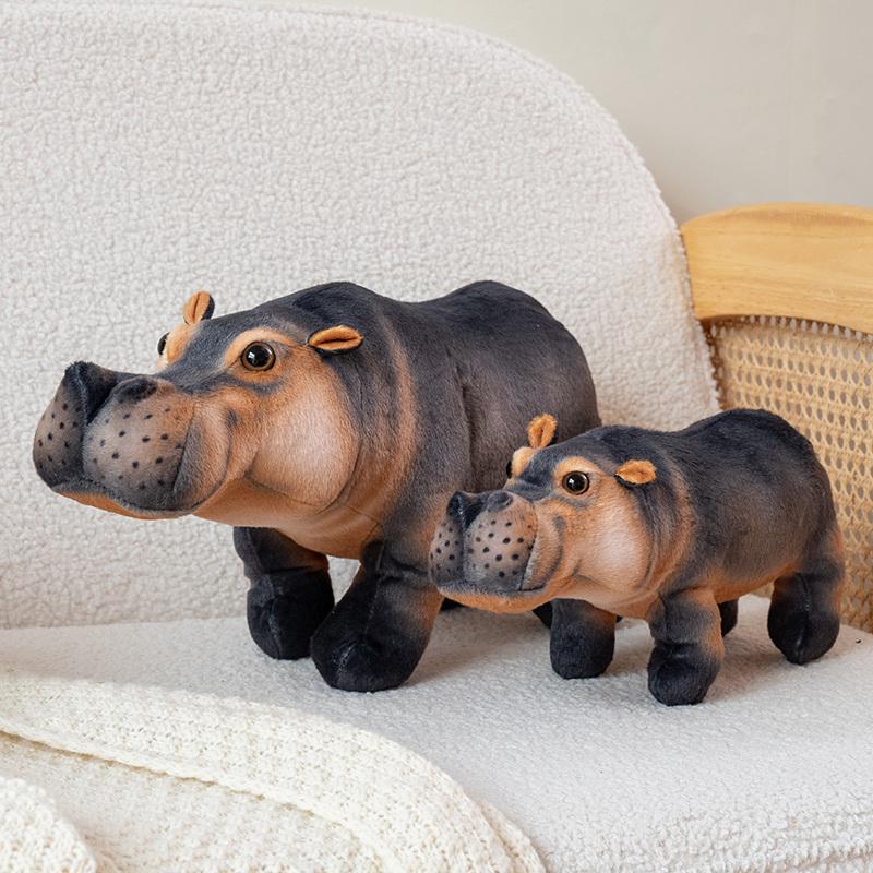 Favorite Toy Unisex Kids Lifelike Hippo Plush Toy Stuffed Realistic Hippopotamus Wild Animals Doll Toys For Kids Children Xmas Gift Home Decor Gift