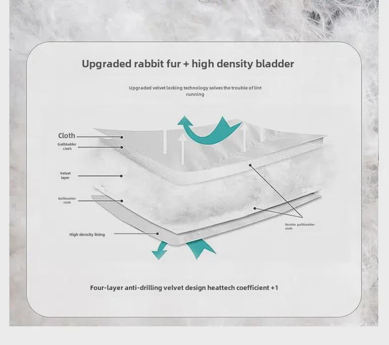 Men's Double-Sided Wool Coat with Rabbit Fur, Down Lining, for Autumn/Winter