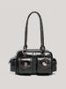 Sweet And Cool Babes Retro Locomotive Bag Women'S Versatile Black Multi-Pocket Handbag Large Capacity Shoulder Boston Bag