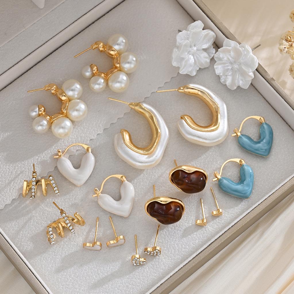 20 Pcs Vintage Irregular Earring Set For Women Fashion Floral Heart Zircon Pearl Resin Earring Daily Party Jewelry Gift 2026
