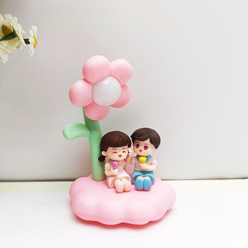 

Warm Lamp Night Lights Battery Powered Cartoon Cute Boy And Shaped Girl розовый