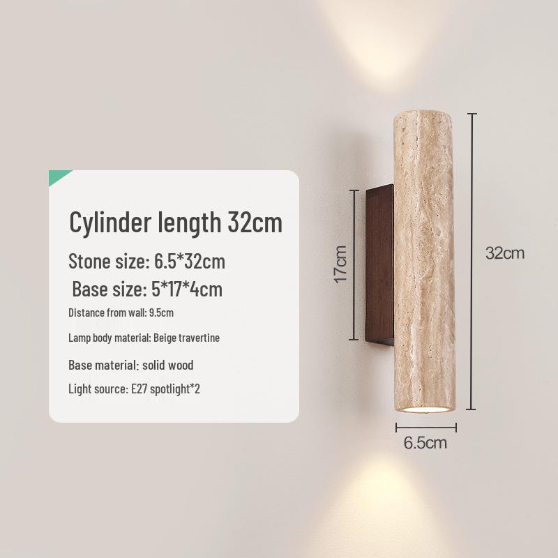 Wabi-sabi Style Yellow Travertine Wall Lamp for Bedroom, Courtyard, or Balcony - Waterproof Outdoor Light.