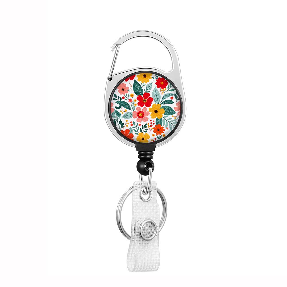 Plant Flowers Clip Lanyards ID Badge Holder Porta Credencial Lanyards Keychain Badge Reel Nurse Retractable Wholesale