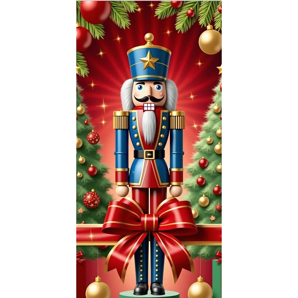 Nutcracker Soldier Door Cover Lining For Christmas Doors Xmas Outdoor Decoration For Front Door Home Christmas Party Supplies