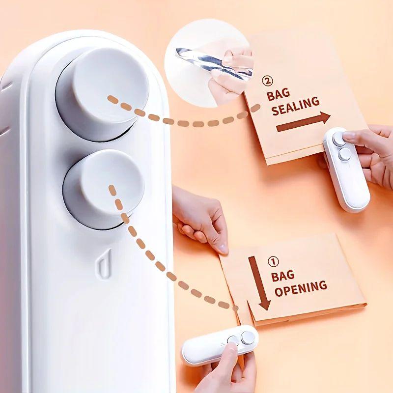 2IN1 Mini Sealing Machine USB Rechargable Heat Sealer Storage Bag Plastic Package Food Sealer Clip Bag Handheld Food Heat Sealer