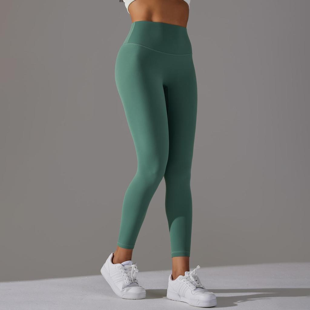 Nude Skin-friendly Yoga Pants Women Without Awkward Line High-waisted Bottoms To Lift The Buttocks Elastic Fitness and Sports Nine-minute Pants