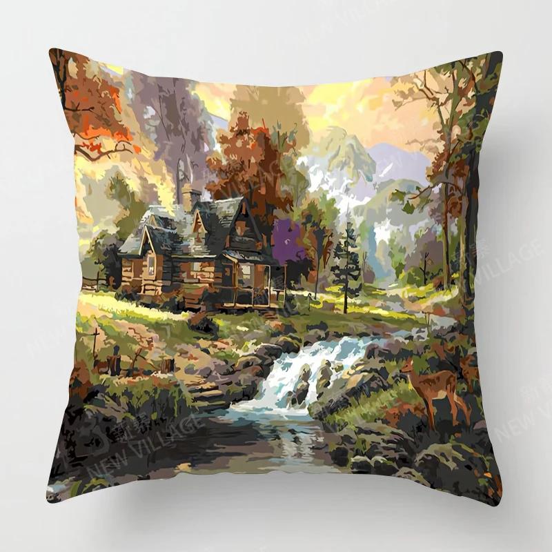 Heim Wohnzimmer Dekoration Kissenbezüge Vintage Ölmalerei Stil Wurfkissenbezug 45*45 Kissenbezug 40x40cm 50x50 45x45