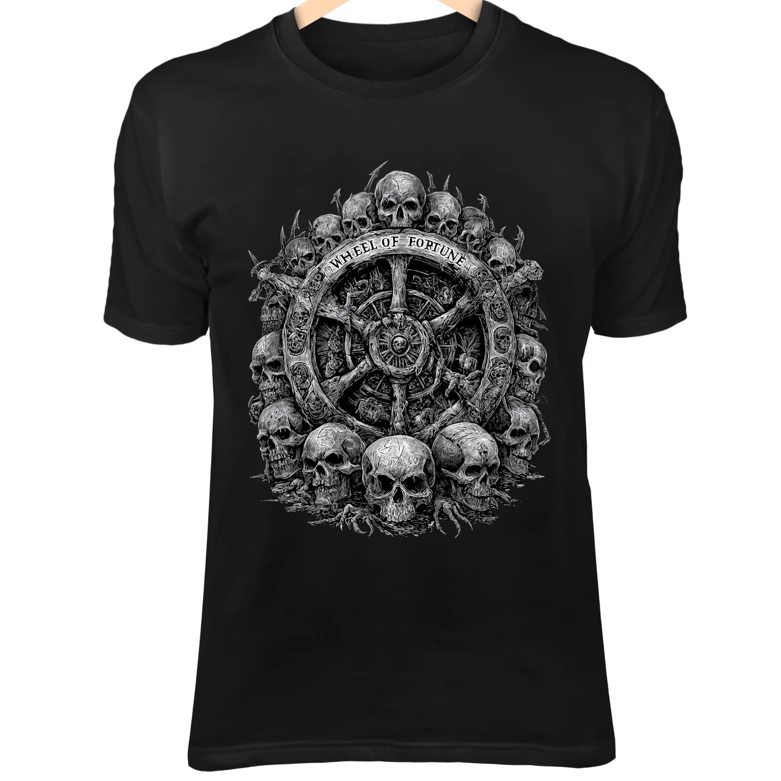 

Tarot WHEEL OF FORTUNE Shirt - Spinning Bone Wheel with Skull Sigils in the Void XL