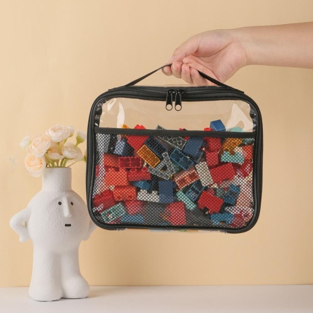 PVC Transparent Mesh Storage Bag Waterproof Zipper Bag Portable Makeup Storage Bag  Travel