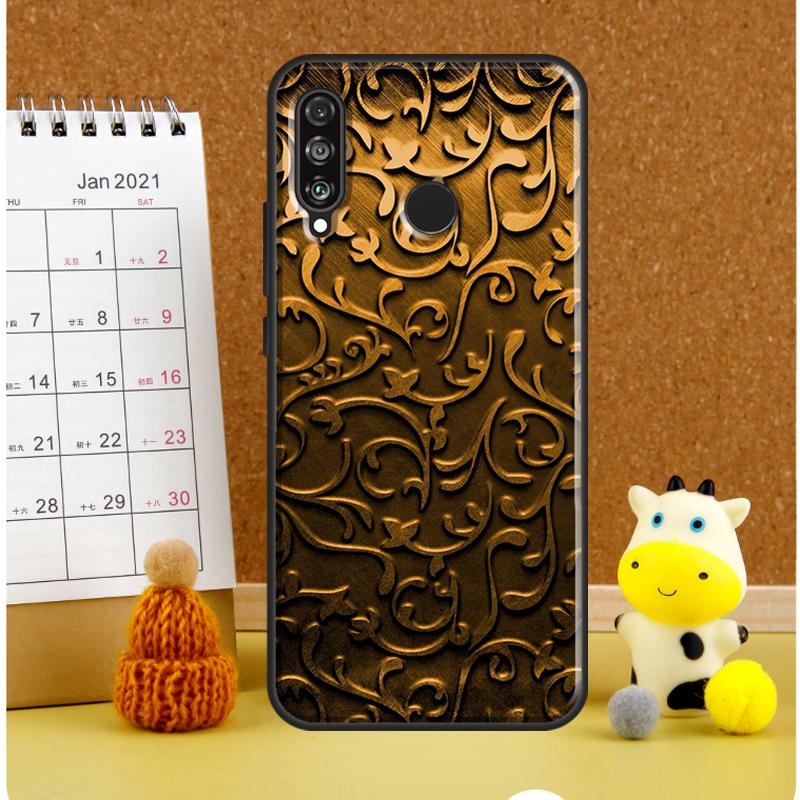 Gold Floral Pattern For Huawei Nova 9 10 SE 3i 7i 8i 11i 12i Y60 Y61 Y70 Y72 Y73 Y90 Y91 P20 P30 P40 Lite Case