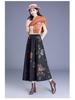 2026 New Style High-Waisted Wool Blend Reversible Velvet A-Line Mid-Length Skirt with Print