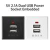 5V 2.1A Dual USB Power Socket Embedded Desktop Socket USB Charging Panel Module For Mobile Phones Tablets Ipad Chargers