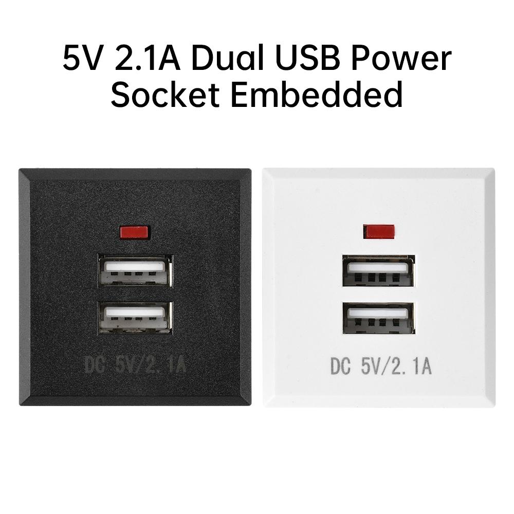 5V 2.1A Dual USB Power Socket Embedded Desktop Socket USB Charging Panel Module For Mobile Phones Tablets Ipad Chargers