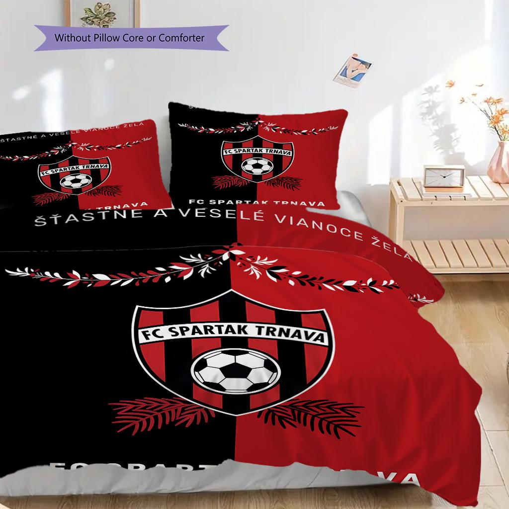 FC Spartak Trnava - sada povlečení, prošívaná deka, povlak na polštář, bytová dekorace, dárek k narozeninám (1 * povlak na peřinu + 2 * povlak na polštář, bez jádra)