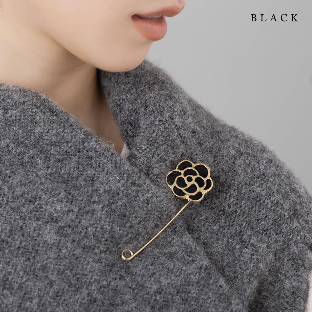 JewelVOX Brooch Simple Camellia Motif Quilt Pin Kabuto Pin Stole Pin Adult Stylish White [Jewel Box]