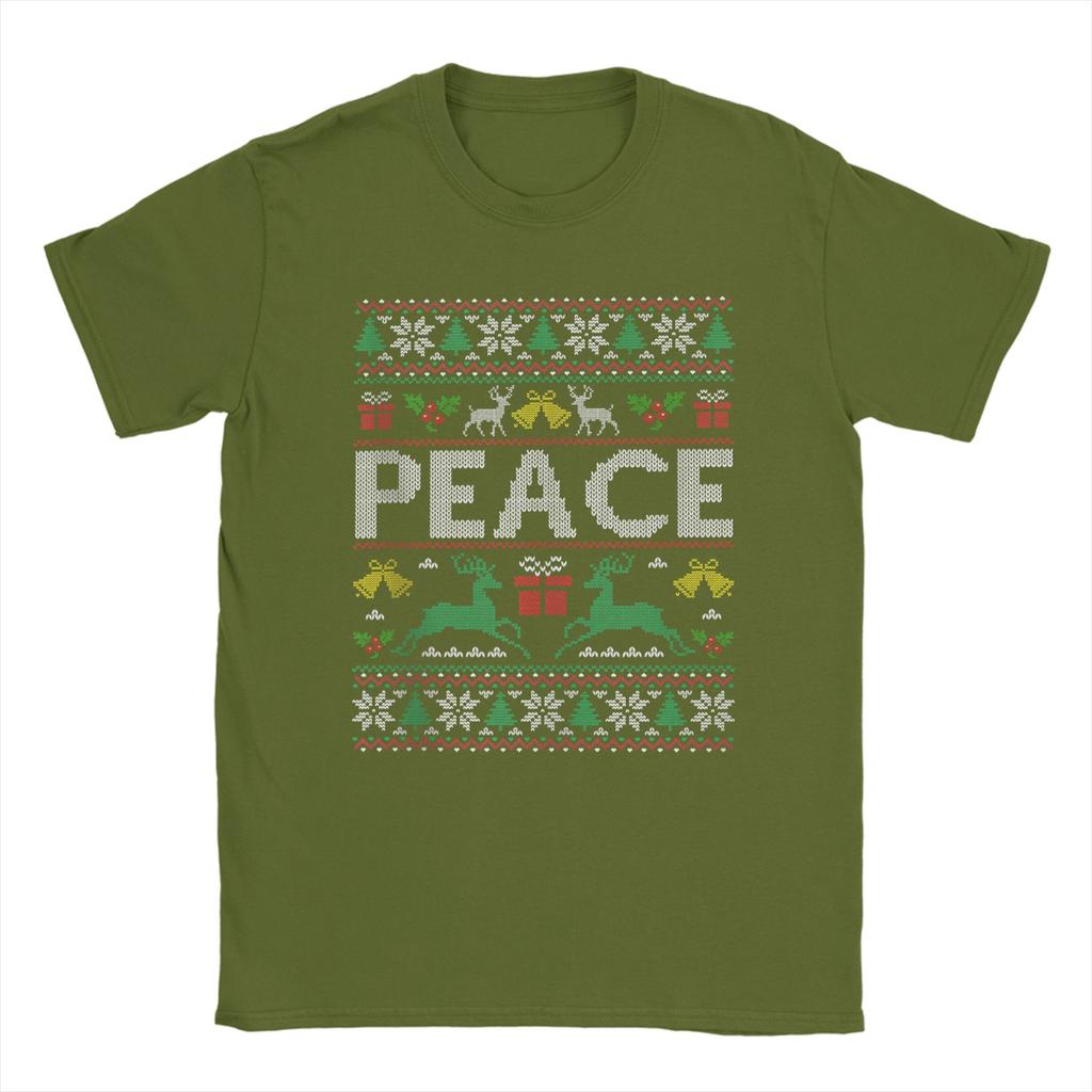 Streetwear T-Shirt Beach Peace I Come in Peace Ugly Christmas Sweater Hip Hop T-Shirts Cotton Tee Shirt for Men Y2K Clothing