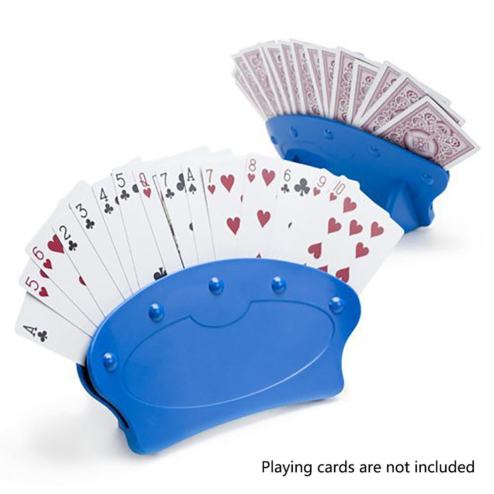 1PC Hands Free Playing Card Holders Plastic Table Top Desk Games Holder Blue